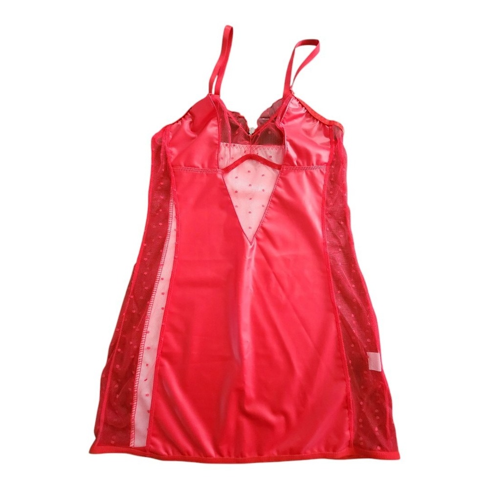 Women Medium Sexy‎ Lingerie Mesh Teddy Babydoll Nightwear Mini Dress V Neck Red